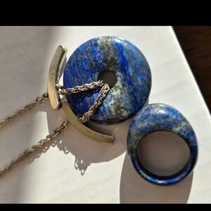Matching Lapis Lazuli Necklace And Cocktail Ring Size 5